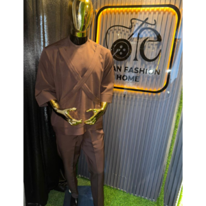 Coffee Brown Crepe T-Shirt & Trousers Set