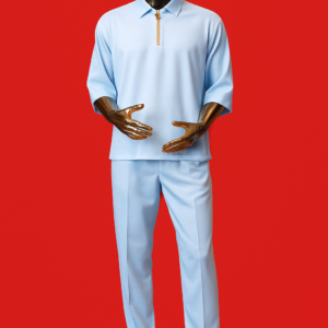 Light Blue Crepe Two-Piece Set (Shirt & Trousers)