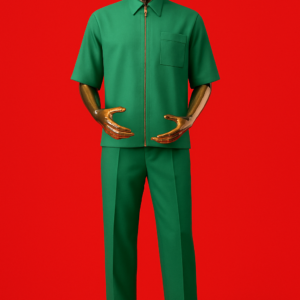 Emerald Green Crepe Two-Piece Set (Shirt & Trousers)